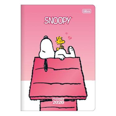 Imagem de Agenda Planner Snoopy 2026 Grampeado 20 Folhas Rosa - Tilibra