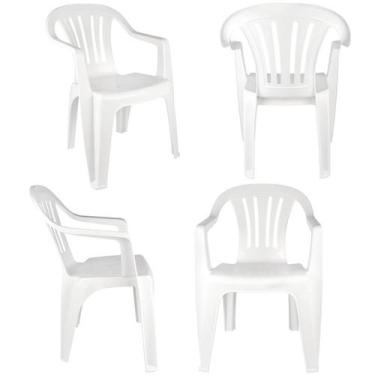 Imagem de Cadeira Tipo Poltrona Em Plástico Bela Vista Branca Com 4 Peças Mor