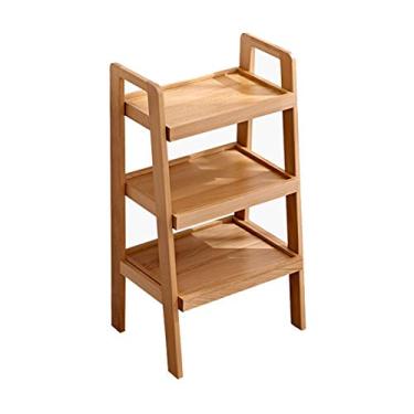 Imagem de Porta-revistas mesa lateral de sofá de madeira maciça armário lateral simples mesa de canto pequena rack de armazenamento para sala de estar