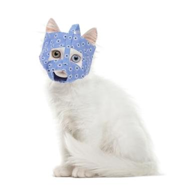 Imagem de HEALEEP Máscara de boca de gato tecido respirável mordendo capa de rosto de gato para aparar unhas