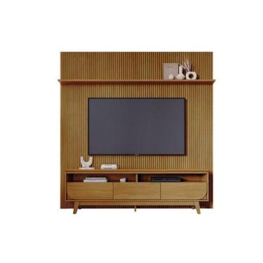 Imagem de Painel Piso Teto New Guaporé com Rack Bancada Selene New Luna Cumaru -