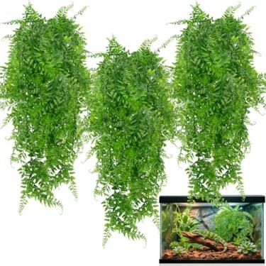 Imagem de RAINFLOW 3 peças de plantas de répteis para terrário – plantas falsas de terrário, samambaia artificial de Boston para dragão barbudo, lagartixas, caranguejo eremita, lagarto, camaleão, tartaruga