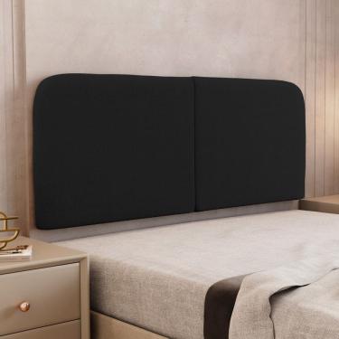 Imagem de Cabeceira Painel Orgânico Cama Box King Size Aira 195cm Dobrável Bouclé Preto - Desk Design