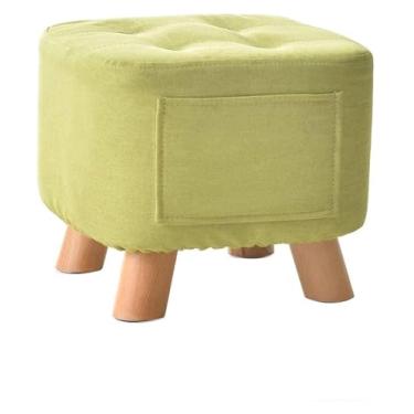 Imagem de Espreguiçadeira dobrável, apoio para os pés otomano, descanso para os pés economiza espaço com pernas de madeira maciça, banco acolchoado para sapatos, adequado para corredor, quarto (cor: lobo cinza