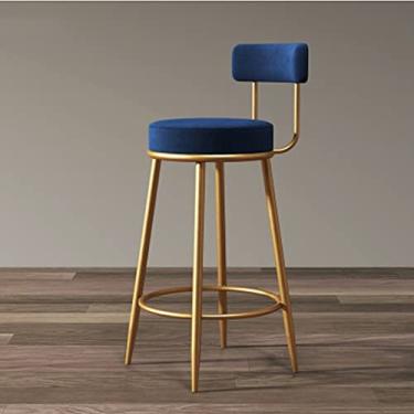 Imagem de P9IDEDFH Nordic Bar Chair Light Home Island Golden Bar Banqueta minimalista cadeira alta cadeira de bar banco traseiro bar (cor: Black-JoJo's Bizarre Adventure1) (azul)