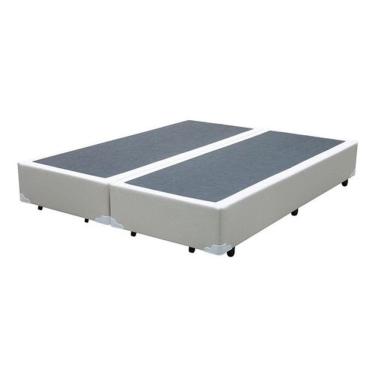 Imagem de Cama Base Box King Bipartido Sintético Branco 27X193X203