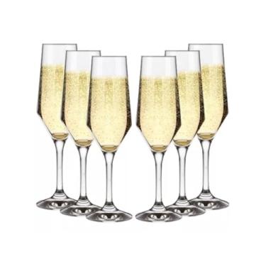 Imagem de Kit 6 Taças Champagne Cristal Vidro 186 ml + Presente