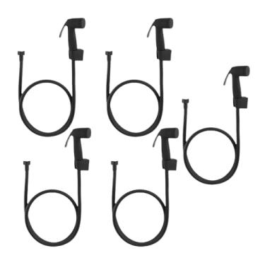 Imagem de 5 Kit Ducha Higiênica com Mangueira de Aço Inox 1,20 m e Chuveirinho Preto – Alta Resistência e Design Moderno