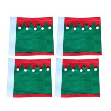 Imagem de Zxpjkyu Conjunto de 4 Caneleiras Decorativas em Formato de Cavalo, Feitas de Poliéster, com Estampa Natalina de Cavalo. Quentes, Respiráveis ​​e Fáceis de Col, Verde