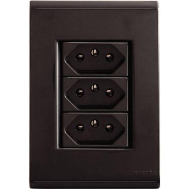 Imagem de Conjunto 4x2 Tramontina Liz Grafite 3 Tomadas 2p+t 10a~250v