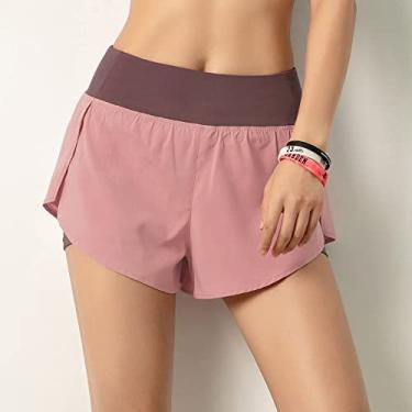 Imagem de Tingpai Mulheres Shorts de Corrida 2-em-1 com Bolso Cintu Larga Cobertu Camada Forro de Compressão Lounging Esporte Yoga L ings Treino de Fitness Atlético Atlético Ginásio Casa Sportswear