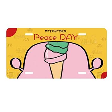 Imagem de DIYthinker Placa de carro amarela verde rosa doce sorvete placa etiqueta decoração de carro dia da paz