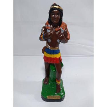 Imagem de Imagem Caboclo Caçador Escultura Gesso Estatua 20 Cm