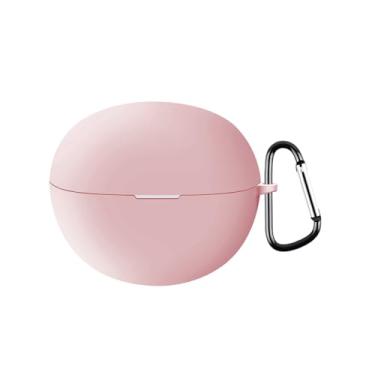 Imagem de AKABEILA Capa protetora de silicone compatível com Huawei FreeClip para capas macias à prova de choque FreeClip, carregamento sem fio, LED, fone de ouvido visível rosa