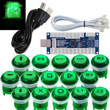 Imagem de SJ@JX Arcade Game Stick DIY Kit LED Buttons Cherry MX Microswitch Lamp Controller USB Encoder Gamepad Cable for Hit Box PC PS3 MAME Raspberry Pi