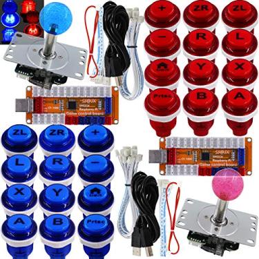 Imagem de SJ@JX Lâmpada de controle de LED Arcade Game Codificador USB para 2 jogadores, gamepad, Cherry MX, Microswitch, botão de luz de 8 direções, joystick de LED para Nintendo Switch, PC, PS3, retropie,