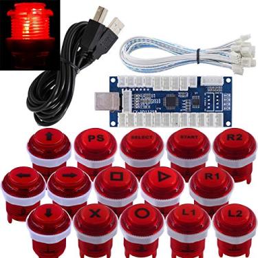 Imagem de SJ@JX Arcade Game Stick DIY Kit LED Buttons Cherry MX Microswitch Lamp Controller USB Encoder Gamepad Cable for Hit Box PC PS3 MAME Raspberry Pi