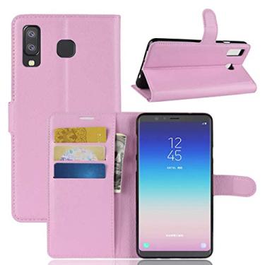 Imagem de Capa para Samsung Galaxy A8 Star, capa carteira flip de couro PU premium com compartimento para cartão, suporte e fecho magnético [capa interior à prova de choque de TPU] Compatível com Samsung Galaxy