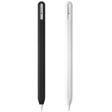 Imagem de Capa de silicone para Apple Pencil USB-C capa ultrafina para lápis, acessórios USB C, capa macia para iPad (preto + branco)