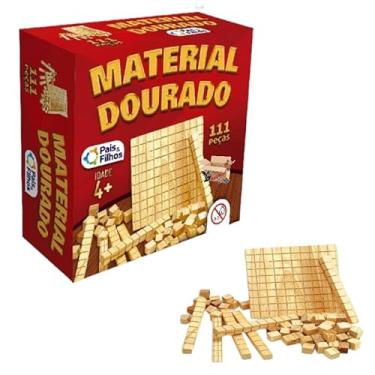 Imagem de Brinquedo Pedagógico Educativo Em Madeira Material Dourado Escolar Para Matemática 111 Peças
