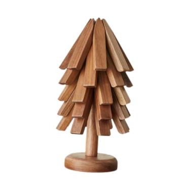 Imagem de WeiLaiKeQi Tapete isolante de madeira para bebidas, descanso para copos, jogo americano de madeira, proteção para mesa, descanso para copos para tigela, 5 Peças de Nogueira Preta