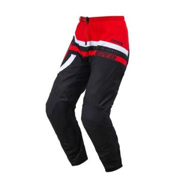 Imagem de Calça Motocross Cross ASW Target Vermelho Off Road Moto, Preto Vermelh