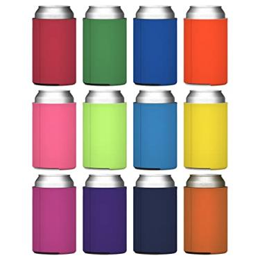Imagem de TahoeBay Mini 7,5Oz Can Coolers (Pacote com 12) Mangas de Espuma para Pequenas Latas de Refrigerante Personalize com Htv, Sublimação, Serigrafia (Multicolorido)