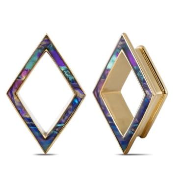 Imagem de PONWAG 1 par de alargadores de orelha 6 mm-16 mm cor lágrima opala alargada duplo alargado túneis para orelhas esticadas calibres de latão selim feminino piercing joias, 00g, Metal, Sem pedras