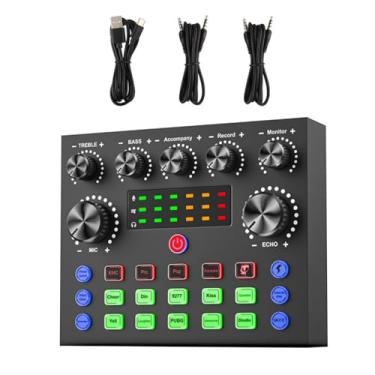 Imagem de Interface de áudio USB de placa de som ao vivo para smartphone PC, placa de som de transmissão ao vivo, placa de áudio