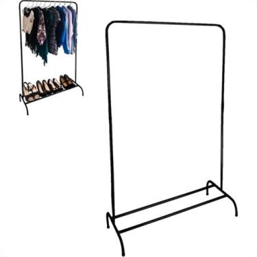 Imagem de Arara De Roupa Maxeb Slim Cabideira/Sapateira Preta 85 X 31 X 124Cm 81