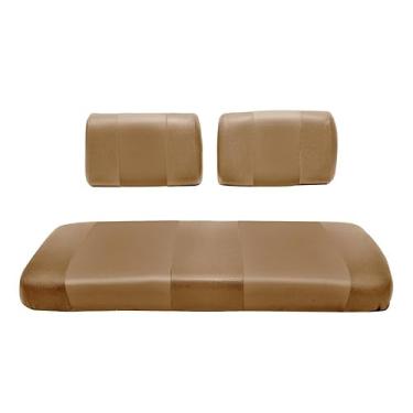 Imagem de Capa de assento de substituição para carrinho de golfe de carro de clube - assento de banco dianteiro ou traseiro - vinil marinho premium - costura de 5 painéis - instalação básica - Capas de assento de carrinho de golfe em dois tons (bronze)