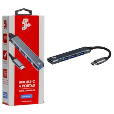 Imagem de Adaptador Hub USB C Tipo C 4 Portas USB 3.0 2.0 Para Mac - 5+