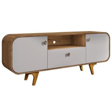 Imagem de Rack Para Sala De Estar 55 Pol Orgânico Picasso B02 Cinamomo Off White - Lyam Decor