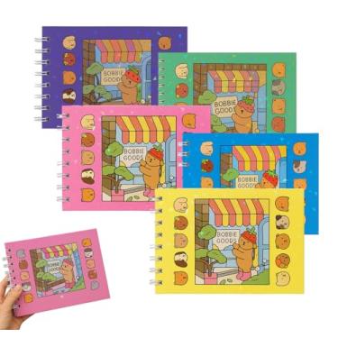 Imagem de Caderno Bobbie Goods Holográfico Fofo Espiral Capa Dura desenhos fofos, com folha acetato (Aleatório)