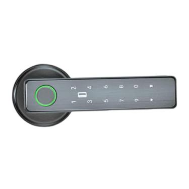 Imagem de Generic Maçaneta de porta inteligente, fechaduras eletrônicas digitais, fáceis de instalar, fechadura multifuncional sem chave para portas externas de madeira, Cinza