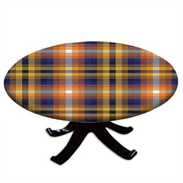 Imagem de Cortinas blecaute xadrez com bolso para varão, estampa xadrez marrom ombré, texturizada, sem costura, para sala de estar ou quarto, L 132 x C 137 cm