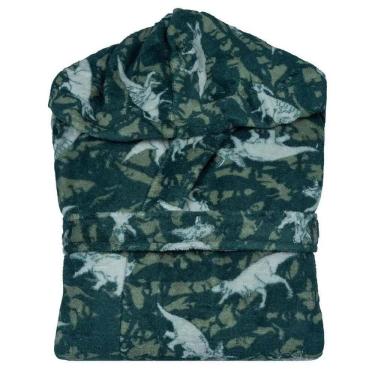 Imagem de Roupão Infantil Microfibra Sofisticata Kids P Dino C/Capuz