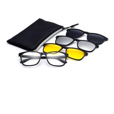 Imagem de Armação Clip On 3 Lentes Grau, Amarela, Preto E Espelhada