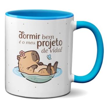 Imagem de Caneca Capivara Dorminhoca Dormir Bem é Meu Projeto de Vida (Azul)