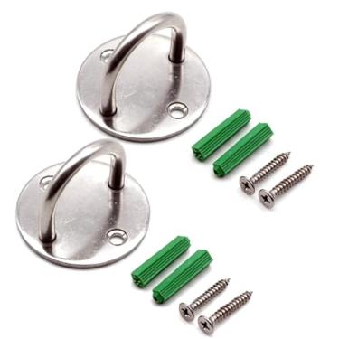 Imagem de ZZTWER Gancho de aço inoxidável para teto, base redonda, em forma de U, balanços resistentes, gancho de rede para suporte de balanço, gancho de suporte de carga