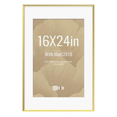 Imagem de VCK Moldura de pôster dourada de 40,6 x 61 cm, moldura de alumínio – exibe pôsteres de 30,5 x 45,7 cm com tapete ou 40,6 x 61 cm sem, montagem na parede, decoração de casa para sala de estar