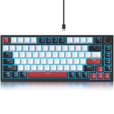 Imagem de Guffercty kred Teclado mecânico 75% com botão, teclado para jogos TKL com gaxeta mouted com fio 75% programável para Windows Laptop PC gamer (82 branco)