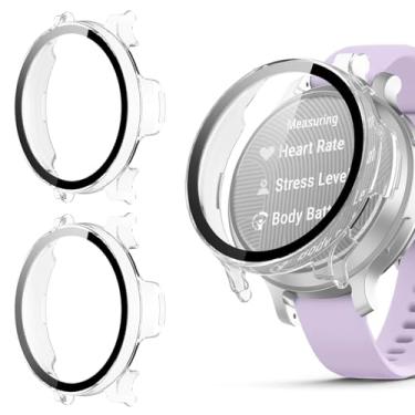 Imagem de (Pacote com 2) Capa protetora para Garmin Lily 2 Active, amortecedor de policarbonato de cobertura total com protetor de tela de vidro temperado, capa à prova de choque resistente a arranhões para