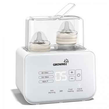 Imagem de Aquecedor de Mamadeira 8 em 1 com Temporizador, Cabe em 2 Mamadeiras, Controle Preciso de Temperatura e Descongelamento, Grownsy, Branco