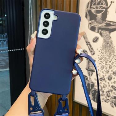Imagem de Capa de telefone com alça crossbody para Samsung Galaxy S24 S23 S21 Plus Note 20 S22 Ultra S20 FE Funda capa de silicone TPU macio, azul escuro, para Samsung S24
