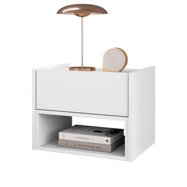 Imagem de Mesa De Cabeceira Quarto Florença Suspensa Com 1 Gaveta Branco