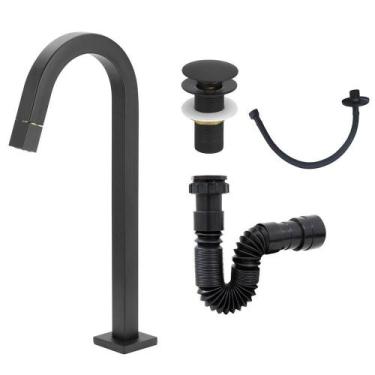 Imagem de Torneira Lav. Clean Preto Black+Flexível+Válvula Click+Sifão - Modelar