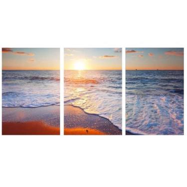 Imagem de Quadros Decorativos Mdf Praia Mar Pôr Do Sol Paisagem 80X60 - X4adesiv