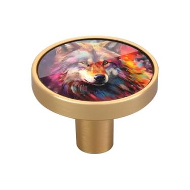 Imagem de Blueangle Pacote com 4 puxadores coloridos de armário de lobos 3,5 cm puxadores redondos de gaveta para cômoda e armários de cozinha (26)