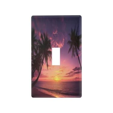 Imagem de Blueangle Capa de placa de parede para interruptor de luz - Capa decorativa para interruptor de luz de palmeiras do pôr do sol do oceano, placa de parede, tamanho 1 gangue 4,53 x 2,76 polegadas (47)